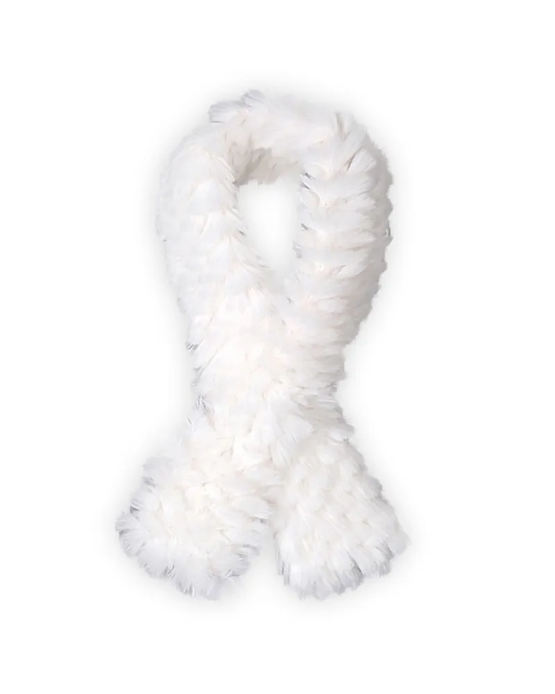 Echarpe fourrure Salama blanche, echarpe boa fourrure, Boutique TOUTACOO.
