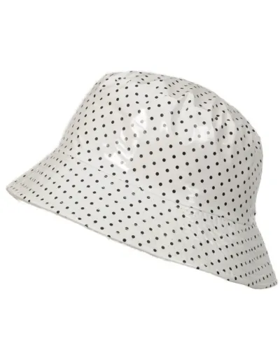 Bob vinyle blanc à pois - Vente de bob imperméable - Toutacoo.