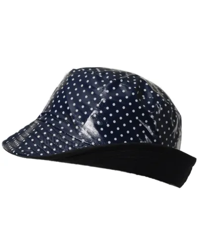 Cappello antipioggia in vinile blu a pois - Vendita cappelli impermeabili - Toutacoo.