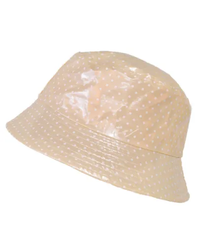Bob vinyle beige à pois - Vente de bob imperméable - Toutacoo.