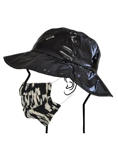 Capeline imperméable noir et son masque en tissu réutilisable  - Vente de chapeau imperméable - Toutacoo.