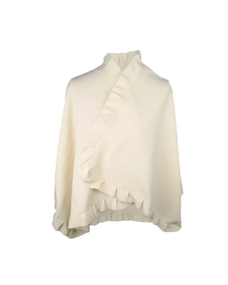 Poncho in pile écru, vendita poncho da donna, Toutacoo.