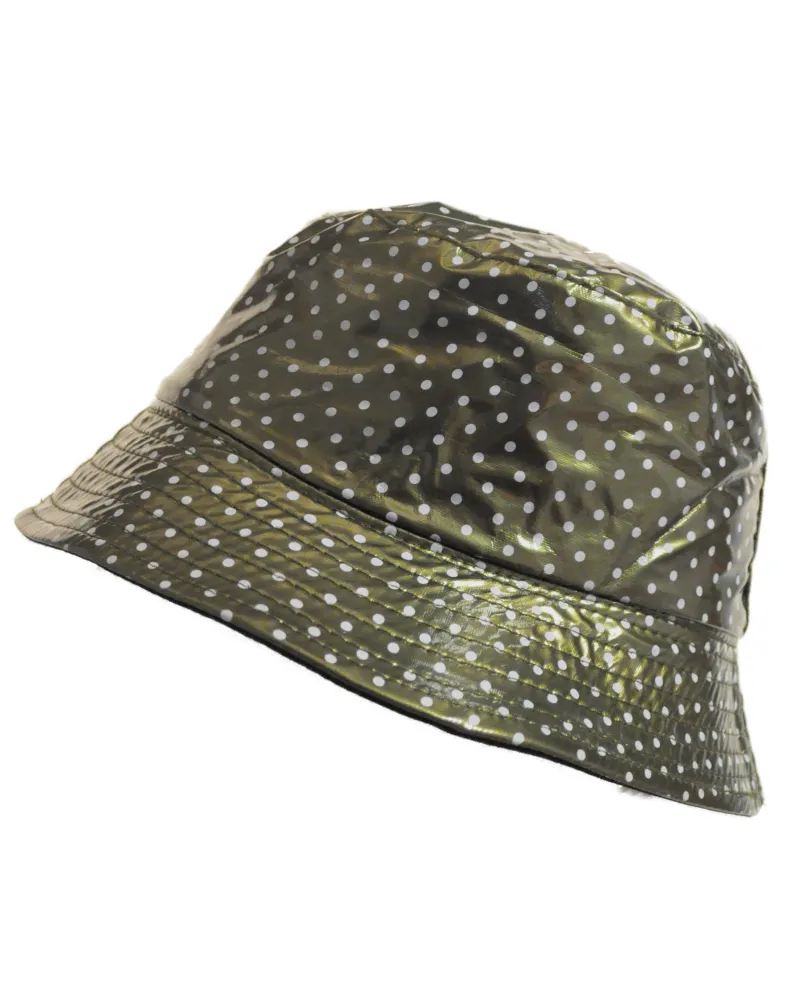 Bob vinyle kaki à pois - Vente de bob imperméable - Toutacoo.