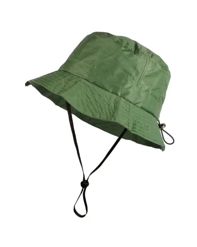 Chapeau de pluie, Bob imperméable vert réglable avec jugulaire - Vente de chapeau de pluie imperméable - Toutacoo.