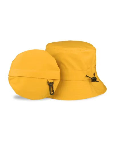 Yellow summer hat that folds into its built-in pocket - Toutacoo.