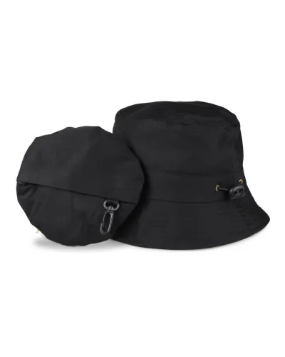 Schwarzer Sommerhut, zusammenfaltbar in integrierter Tasche – Toutacoo.