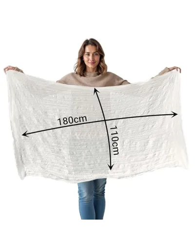 Foulard chèche en coton blanc cassé tressé - Boutique Toutacoo