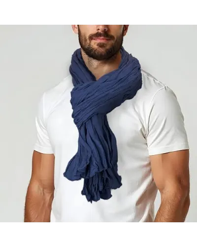 Foulard chèche en coton bleu marine tressé - Boutique Toutacoo