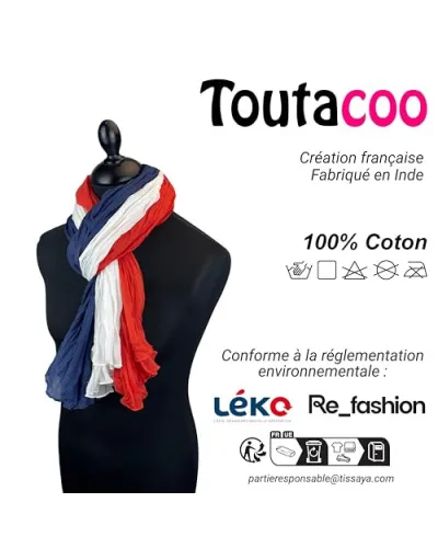 Foulard chèche en coton noir tressé - Boutique Toutacoo