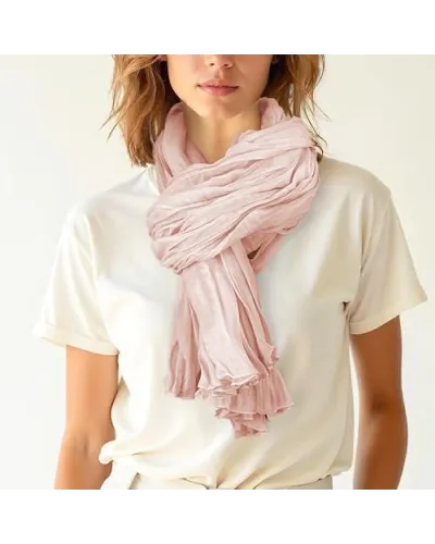 Foulard chèche en coton beige rosé tressé - Boutique Toutacoo