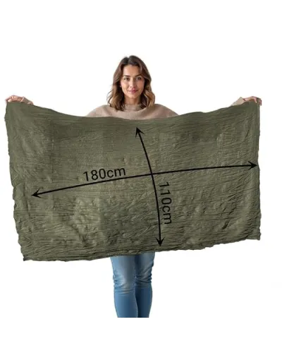Khaki woven cotton scarf - Toutacoo Boutique