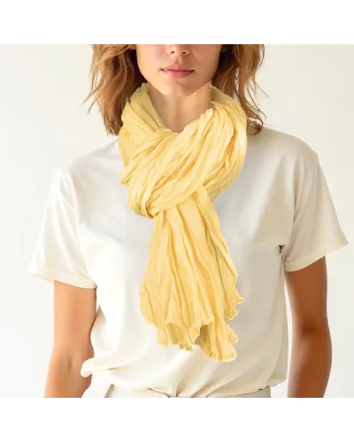 Yellow summer cotton braided scarf - Toutacoo Boutique