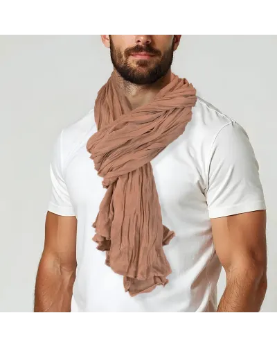 Foulard chèche en coton camel tressé - Boutique Toutacoo