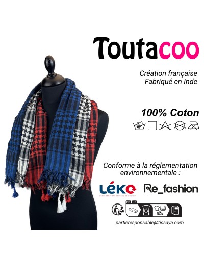 Keffieh noir / blanc en coton, foulard palestinien, Toutacoo.